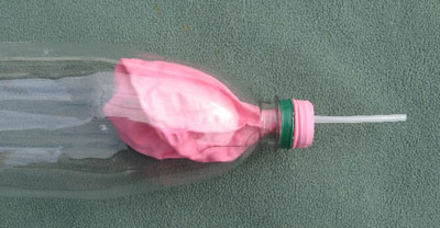 Modelling the human ventilation system - put balloon In bottle neck 